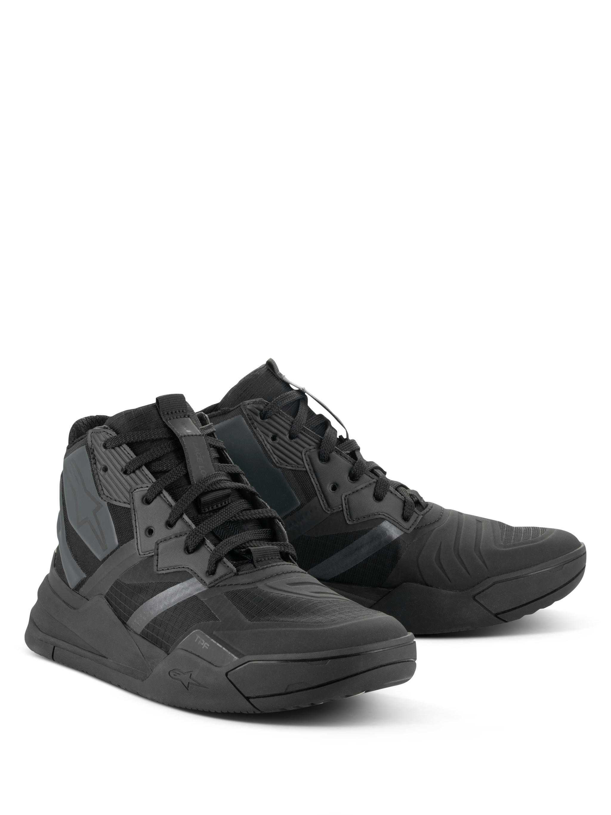 Alpinestars Speedflight Shoes, Performance Riding Shoes, Black Black, street-sport styled sneakers with ripstop upper, seamless panels, and chunky protective sole, urban motorcycle footwear