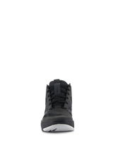 Alpinestars Speedflight Shoes, Performance Riding Shoes, Black and White, front view, sneaker-style motorcycling footwear with ripstop upper and black laces
