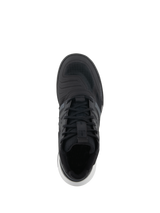 Alpinestars Speedflight Shoes, Performance Riding Shoes, Black and White, top-down view showing the ripstop upper, laces with lace loop strap, and white sole accents, street-styled motorcycling sneaker