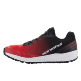 Alpinestars Meta Road V2 Shoes, Sportswear Shoes, Red and Black gradient with White midsole, side profile featuring white Alpinestars text branding, lightweight athletic design for all-day comfort