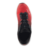 Alpinestars Meta Road V2 Shoes, Sportswear Shoes, Red Black and White, top-down view featuring a red to black gradient, black laces, and white Alpinestars logo, designed for all-day comfort and race-team workwear