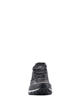 Alpinestars Meta XR V2 Shoes, Sport Casual Footwear, Black White and Dark Gray, front view showing the technical mesh upper, patterned laces, white Alpinestars logo on the toe, and rugged outsole designed for traction and comfort.