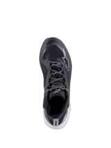 Alpinestars Meta XR V2 Shoes, Sportswear Shoes, Black White and Dark Gray, top-down view featuring breathable mesh upper and patterned laces, white star logo, casual athletic footwear
