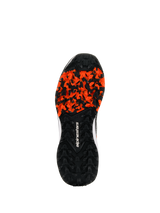 Alpinestars Meta XR V2 Shoes, rugged rubber outsole, Black and Orange, featuring high-traction lug pattern for dirty surfaces, white Alpinestars logo, oil-resistant and anatomically optimized for off-road grip