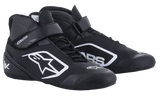 Alpinestars Tech-1 K V2 Shoes, Black and White Karting Racing Shoes, High-Top Design with Perforated Microfiber Ventilation, Dual Closure with Laces and Hook-and-Loop Strap, Bold White Logo, Motorsport Performance Footwear