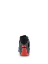 Alpinestars Tech-1 Z V3 Shoes FIA, Auto Racing Shoes, Black and Red, rear view highlighting the red thermo-formed heel cup with white logo, black leather construction, professional motorsport footwear
