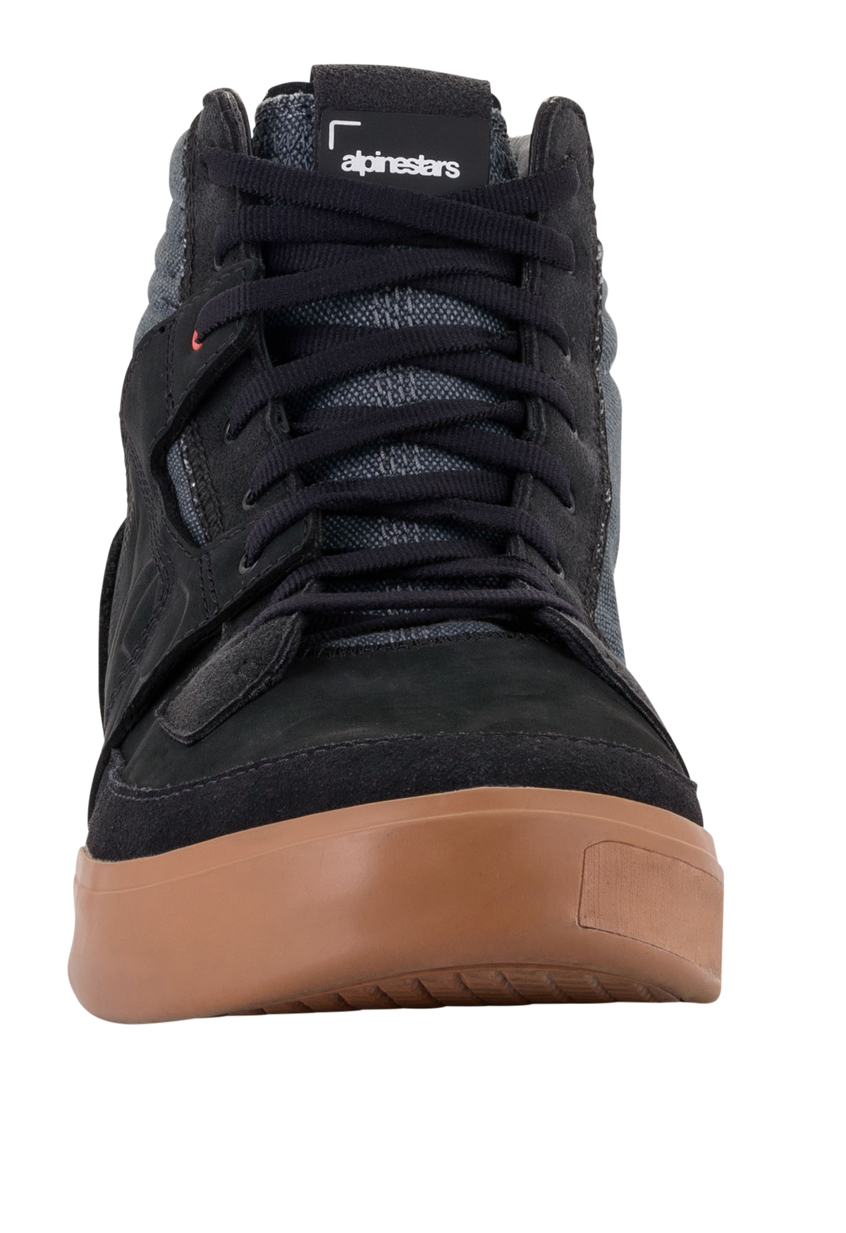 Alpinestars Grange Riding Shoes motorcycle, black with gum sole, front view