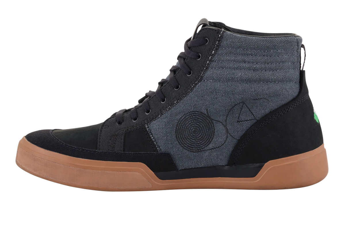 Alpinestars Grange Riding Shoes motorcycle, black and gray with gum sole, inner side view