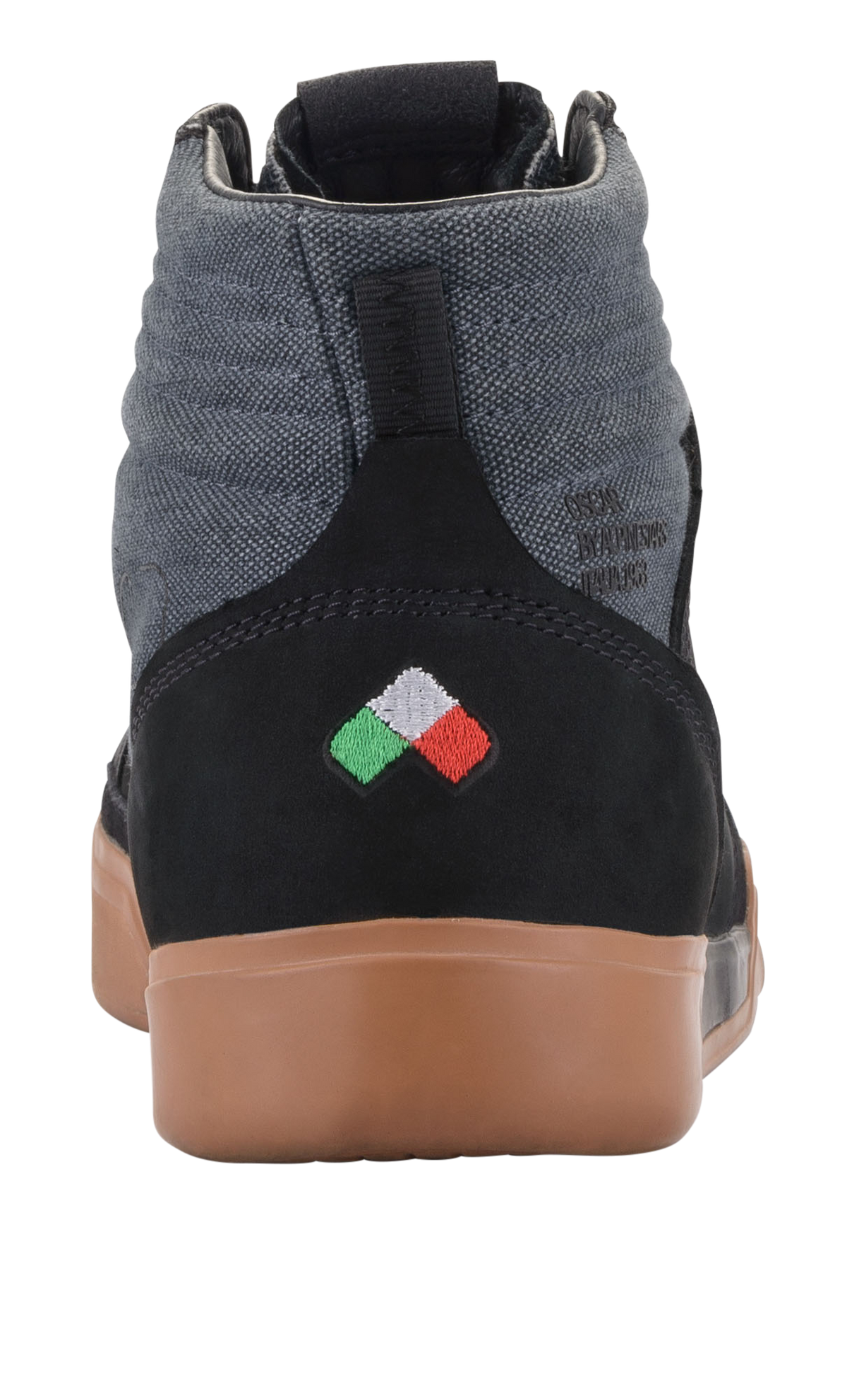 Alpinestars Grange Riding Shoes motorcycle, black and gray with gum sole, back view