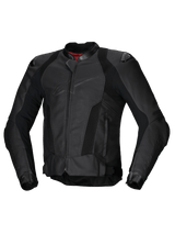 Alpinestars Missile V3 Airflow Leather Jacket, Men's Racing Sport Motorcycle Jacket, Black, perforated premium bovine leather with CE certification and Tech-Air compatibility