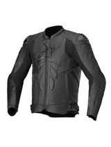 Alpinestars Dusk Leather Jacket, Black motorcycle racing jacket in bovine leather with DFS shoulder sliders.