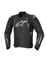 Alpinestars Dusk Leather Jacket, men's black and white motorcycle racing jacket, premium bovine leather, CE-certified AA.