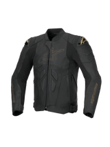 Alpinestars Dusk Leather Jacket, Men's Black Laser racing motorcycle jacket in bovine leather with DFS shoulder sliders.