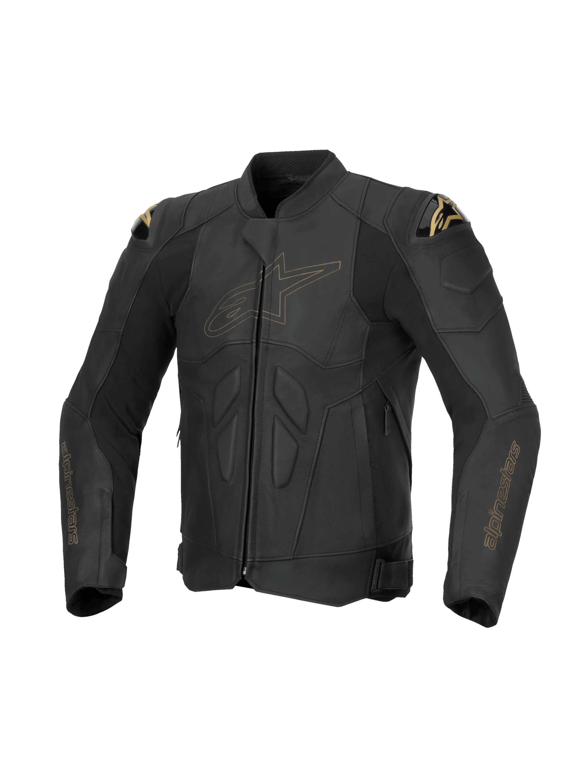 Alpinestars Dusk Leather Jacket, Men's Black Laser racing motorcycle jacket in bovine leather with DFS shoulder sliders.