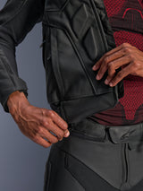 Alpinestars Dusk Leather Jacket, Black, bovine leather with waist connection zipper for attaching motorcycle pants.