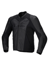 Alpinestars Faster V3 Airflow Leather Jacket, men's sport motorcycle leather jacket in Black, featuring perforated panels and shoulder protection