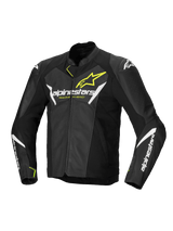 Alpinestars Faster V3 Airflow Leather Jacket, Men's Sport Motorcycle Jacket, Black, White and Yellow Fluo, perforated leather construction with CE certified protection