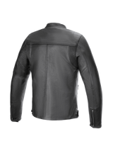 Alpinestars Blacktrack Leather Jacket, urban road motorcycle jacket for men, black bovine leather with back accordion panels.