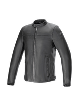 Alpinestars Blacktrack Leather Jacket, black bovine leather motorcycle jacket for men, urban road style, Tech-Air Ready.