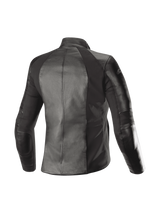 Alpinestars Stella Vika V2 Leather Jacket, Black Women's Urban Motorcycle Jacket with aramid stretch panels, rear view.