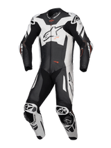 Alpinestars GP Plus V4 Sprint 1 Piece Leather Suit, motorcycle racing suit in Black and White with Red Fluo, Tech-Air Ready, CE AAA certified.