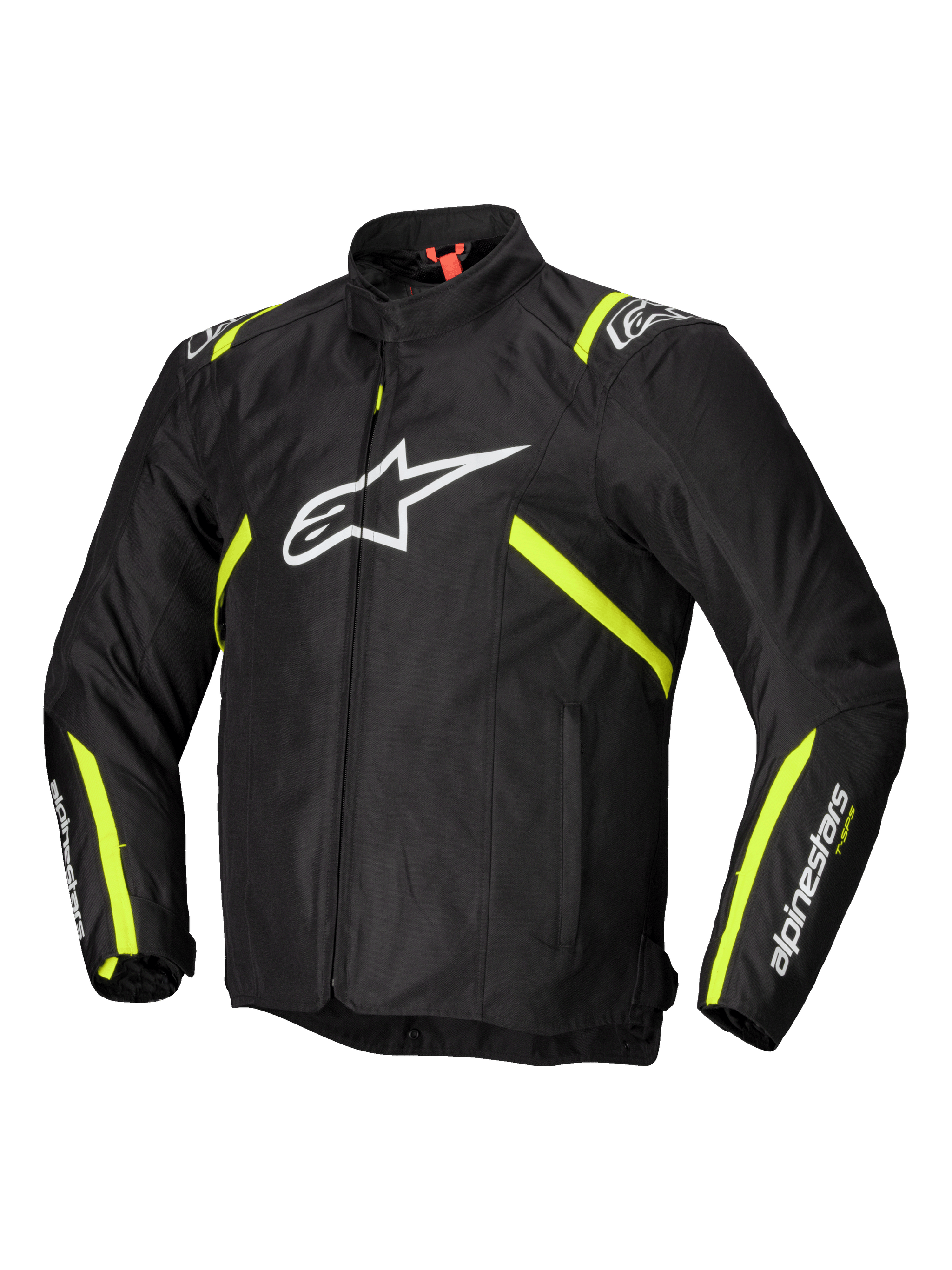 Alpinestars T-SPS V2 Waterproof Jacket, men's sport textile motorcycle jacket, Black with White and Yellow Fluo accents, CE certified protection