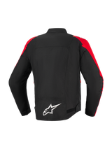 Alpinestars T-SPS V2 Waterproof Jacket, Motorcycle Jacket, Black with Red accents, back view featuring a white Alpinestars logo on the lower back, sport-cut textile design for urban and road riding
