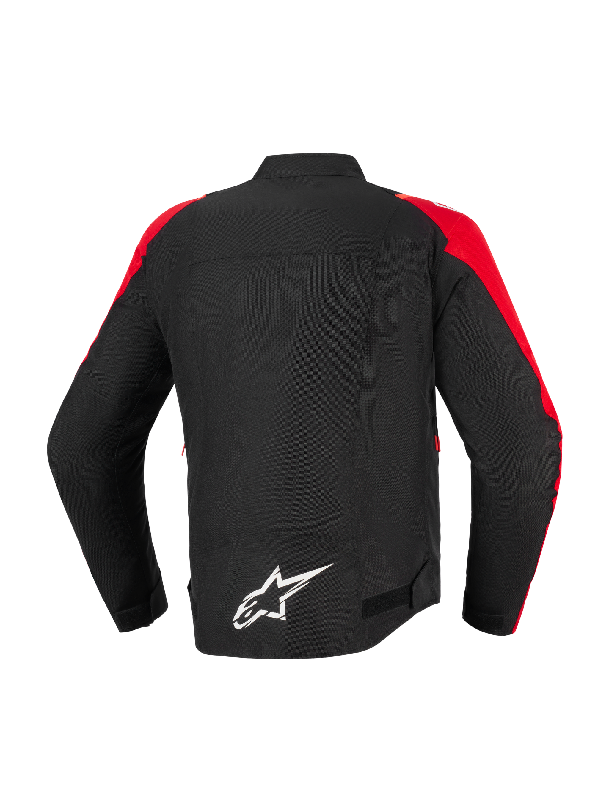 Alpinestars T-SPS V2 Waterproof Jacket, Motorcycle Jacket, Black with Red accents, back view featuring a white Alpinestars logo on the lower back, sport-cut textile design for urban and road riding