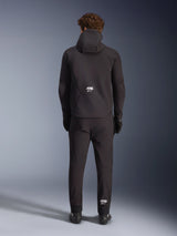 Alpinestars Aeroshell Waterproof Jacket, black men's motorcycle softshell hoodie, back view with white ASTARS logo.