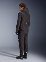 Alpinestars Aeroshell Waterproof Jacket, Road Riding Hoodie, Men's, Black, Textile Softshell, back view on model.