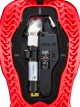 Alpinestars Tech-Air® 5 Plasma airbag replacement canister, black ECU, and white inflator in a red ribbed shell.