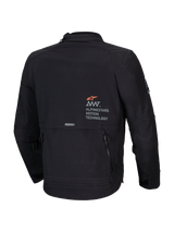 Alpinestars AMT-8 Stretch Drystar XF Jacket, Men's Adventure-Touring Motorcycle Jacket, Black, rear view showing AMT branding and utility cargo pocket