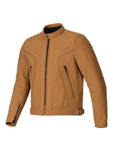 Alpinestars Clayton WR Jacket, Utility Brown Light Gold, textile motorcycle jacket with quilted shoulder and forearm panels, urban slim-fit design with zippered pockets and a water-repellent finish.
