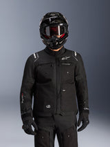 Alpinestars Cusco Drystar® Jacket, Black Men's Adventure Touring Jacket, textile, worn with helmet and goggles.
