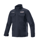 Alpinestars MO.ST.EQ Field Waterproof Primaloft Jacket, Black, Urban Motorcycle Jacket, Field Jacket Style, Four Front Flap Pockets, High Collar with Drawstrings, Durable Ripstop Construction with Logo Patches