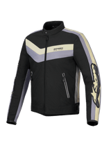 Alpinestars T-Dyno Water Resistant Jacket, men's textile motorcycle riding jacket, Black, Dark Gray, and Ecru, CE certified with vintage-inspired biker fit