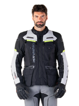 Alpinestars Bogotá Pro Drystar® Jacket, men's adventure touring jacket in black and gray with yellow fluo accents.