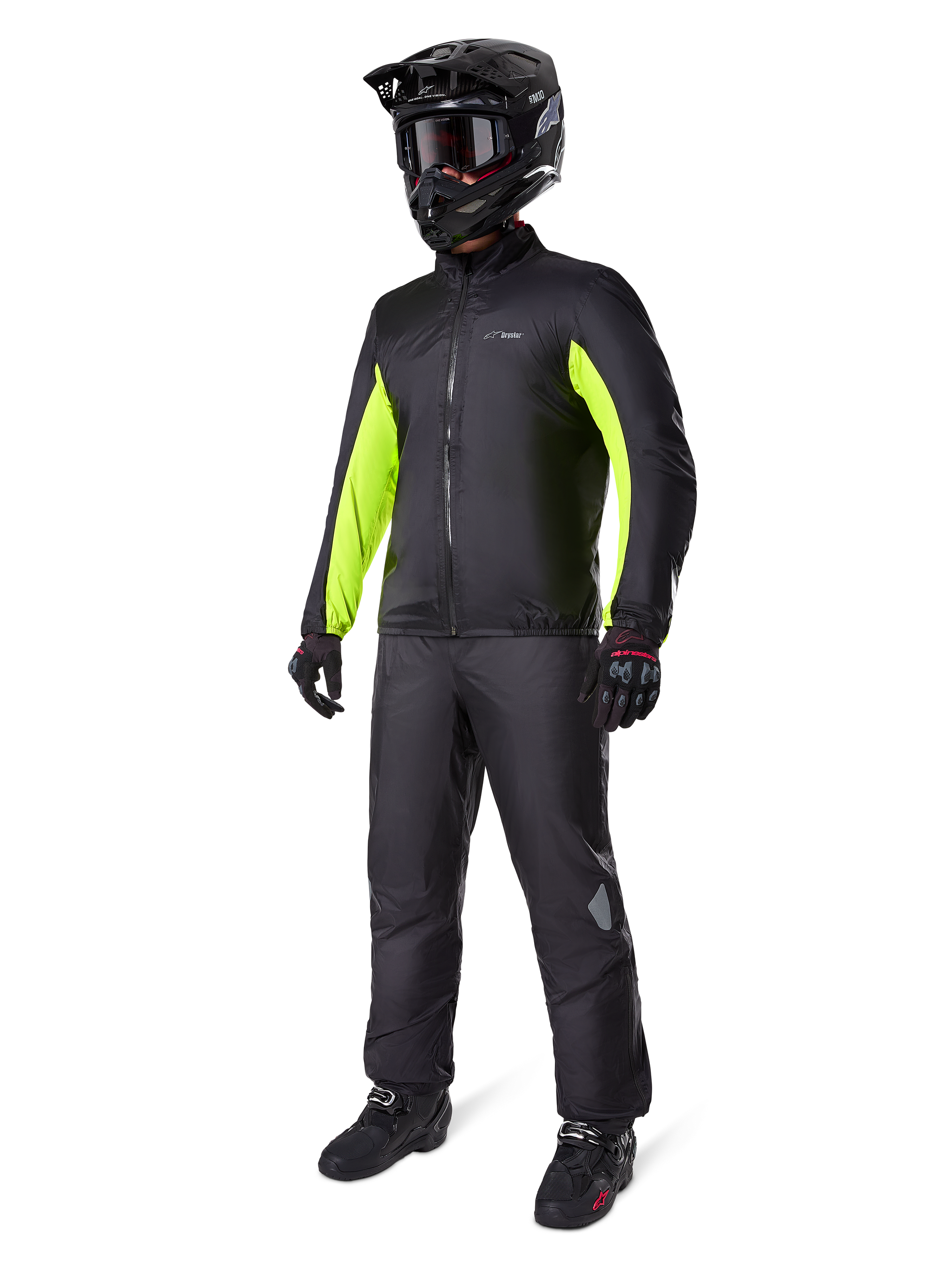 Alpinestars Bogotá Pro Drystar® Jacket liner, men's adventure motorcycle gear, Black and Yellow Fluo, waterproof textile.