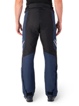 Alpinestars St-1 Waterproof Pants, Motorcycle Touring Pants, Dark Blue and Black with Bright Red accents, rear view, streamlined touring design featuring durable textile construction, reflective branding, and adjustable ankle closures.