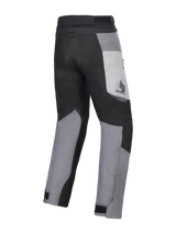 Alpinestars Honda St-1 Waterproof Pants, Motorcycle Touring Pants, Ice Gray, Dark Gray, and Black, rear view showing multi-panel textile design, Honda logo on the thigh, and adjustable ankle closures for all-weather riding.
