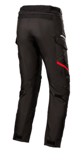 Alpinestars Honda Andes V3 Drystar® Pants, adventure touring motorcycle pants, black and red textile, rear side view.