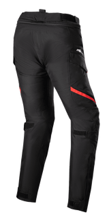 Alpinestars Women Stella Honda Andes V3 Drystar® Pants, Motorcycle Touring Pants, Black and Bright Red, rear view featuring cargo pockets, adjustable waist and knee straps, and durable textile construction for all-weather riding