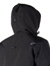 Alpinestars Mootant Waterproof Parka, Black Motorcycle Jacket, modular 4-season design with removable hood, waterproof laminated construction, urban contemporary style