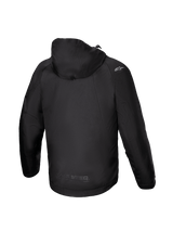 Alpinestars Morush Waterproof Parka, Men's Black Textile Urban Motorcycle Jacket with stormproof hood and raglan sleeves.
