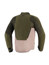Alpinestars Aeroshell Airflow Jacket, Men's sport motorcycle jacket in Forest Sand green and beige with ventilated mesh.