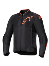 Alpinestars Viper Air V4 Jacket, men's ventilated motorcycle jacket in black and red fluo, featuring tech mesh and CE protection.