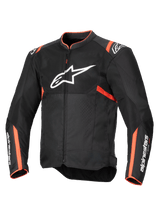 Alpinestars T-SPS Air V2 Jacket, Men's Textile Motorcycle Road Jacket, Black and Red Fluo, Mesh Airflow, Tech-Air Ready.