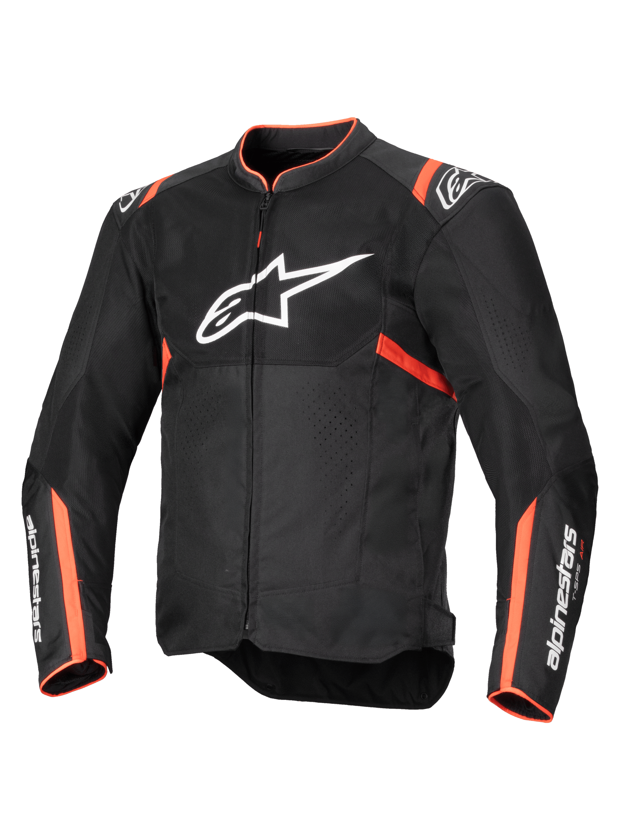 Alpinestars T-SPS Air V2 Jacket, Men's Textile Motorcycle Road Jacket, Black and Red Fluo, Mesh Airflow, Tech-Air Ready.