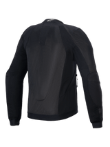 Alpinestars Troop-Air Black Men's Mesh Motorcycle Jacket, back view with breathable tech mesh and CE Class A protection.