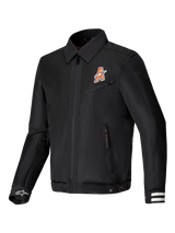 Alpinestars Ignite Air Jacket, urban motorcycle jacket with mesh body construction and CE certification, Black, featuring club-inspired graphics and a traditional shirt collar
